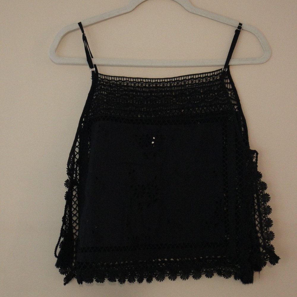 Free people black tie tank top